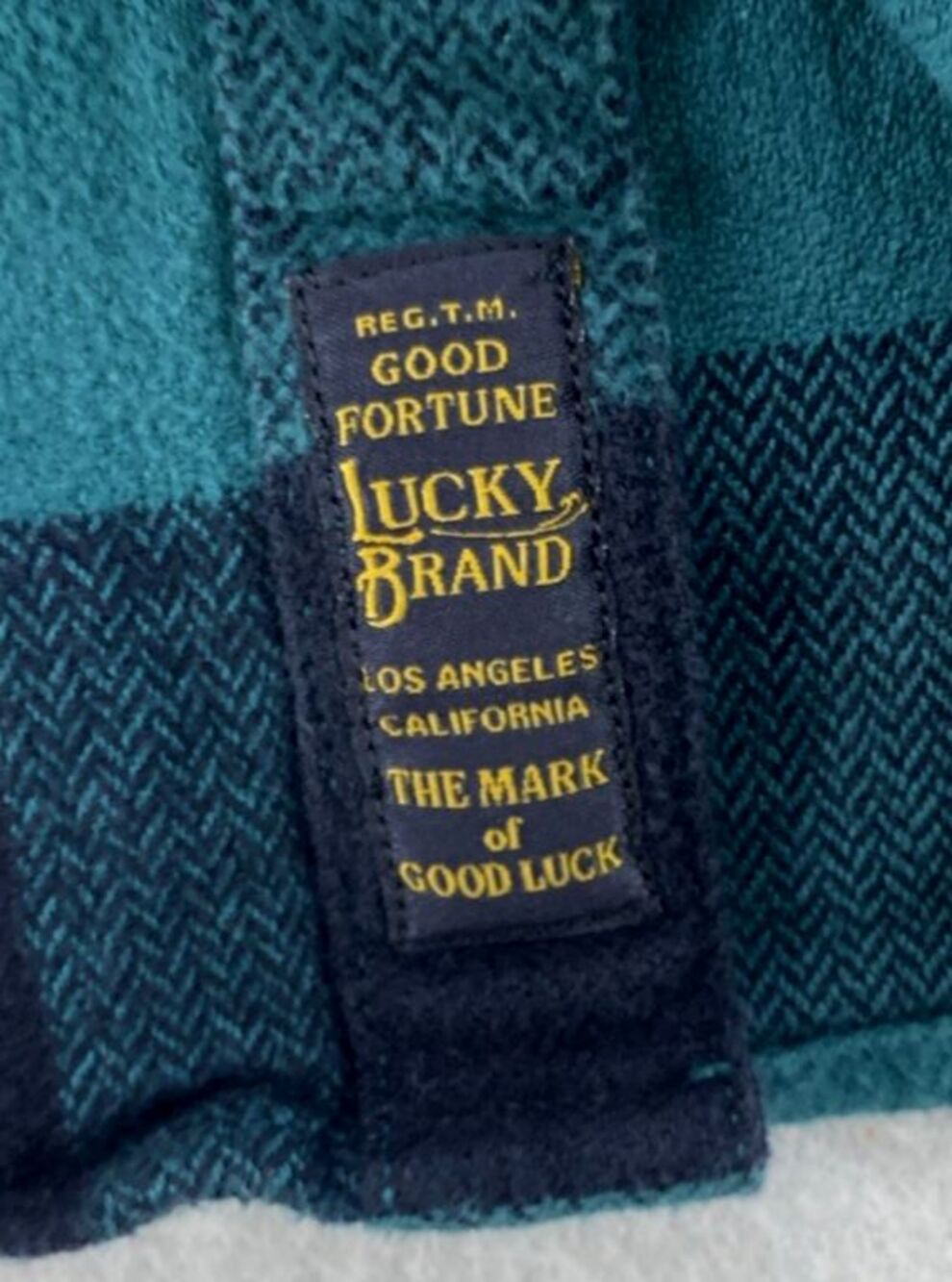 Lucky Brand Saturday Stretch Flannel Shirt Men's XL Green Buffalo Plaid Cotton - Picture 5 of 8